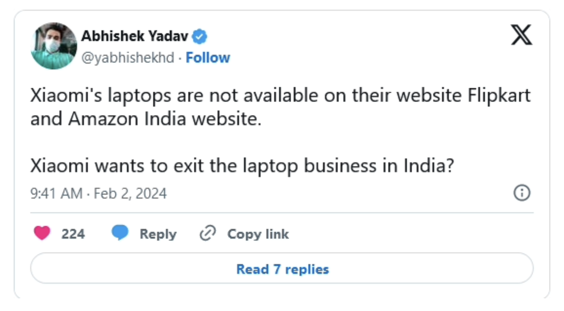 小米要退出印度筆記本市場(chǎng)？產(chǎn)品均售罄、官網(wǎng)導(dǎo)航條移除相關(guān)欄目
