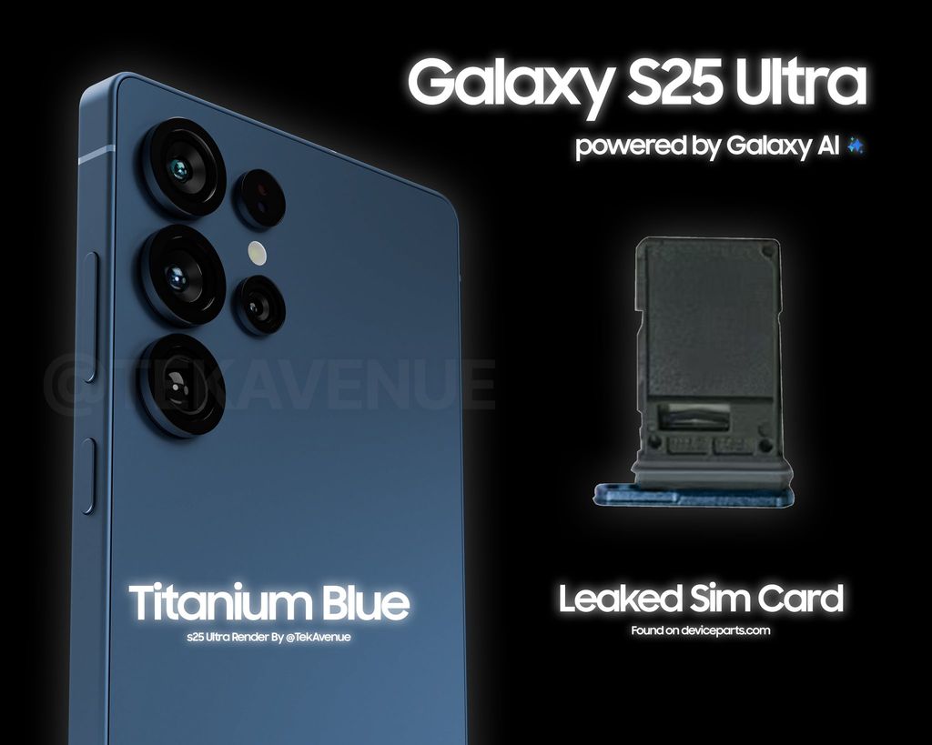 三星 Galaxy S25 Ultra 手機渲染圖再曝光，鈦藍色驚艷亮相