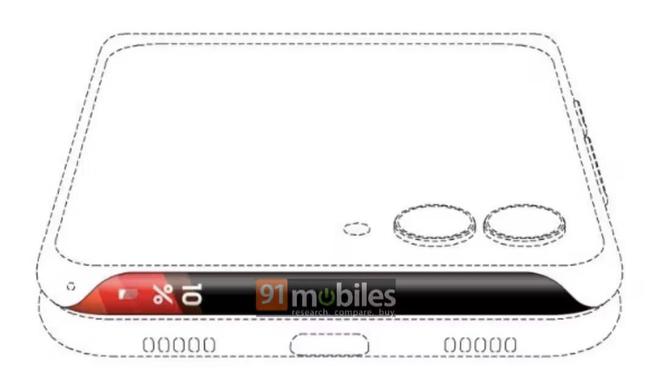 三星小折疊手機專利公示：頂部配弧形屏幕，紅/黃/藍三色展示電量